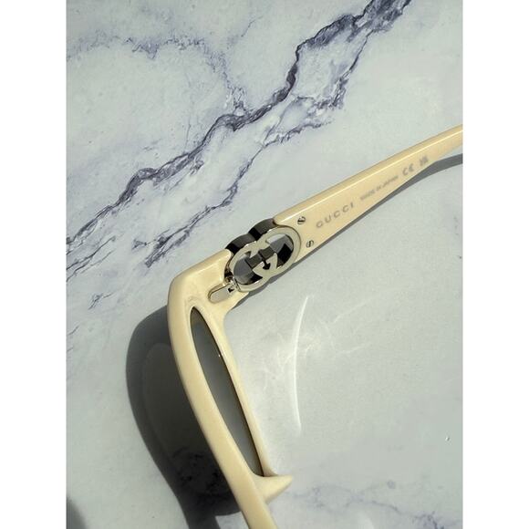 NEW Gucci GG1660S Ivory White Slim Oval Logo Sunglasses - Picture 5 of 10